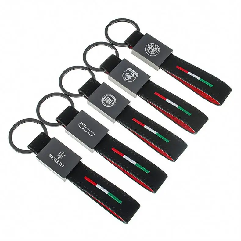 keychain Alpha Romeo Fiat Abbas Tricolor Embroidery Suede Car Logo Key Ring Pendant High-Grade Customized Logo