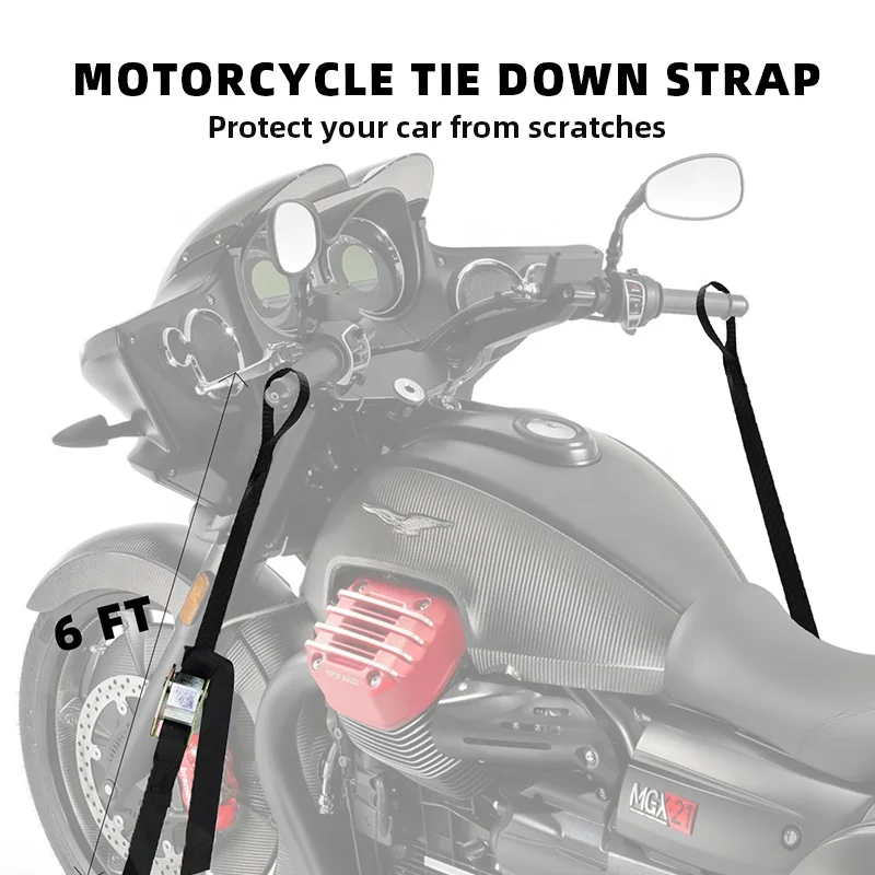 550kg 1-Inch Motorcycle Top Case Handle Strap Motorcycle Tie-Down Straps With S Hooks