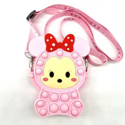 Girls soft silicone push bubble poppet crossbody hand money bag kid unicorn fidget toy push pop it coin purse