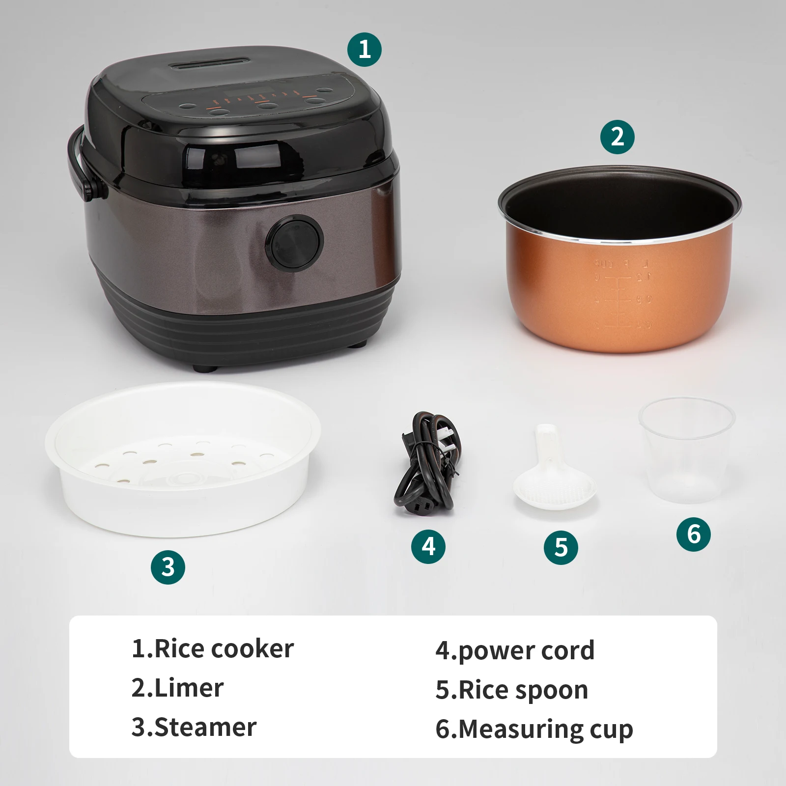 
Deluxe Black Digital Automatic Intelligent Multi Electric Rice Cooker 4L Square Kitchen CE Mini Small Rce Cooker 
