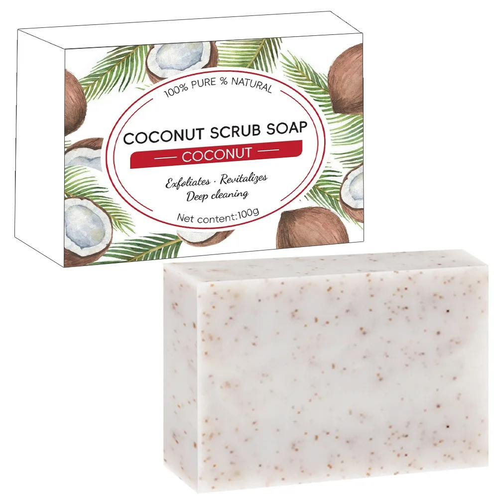 Custom scrub soap walnut scrub granules coconut handmade soap cold  bath soap bar