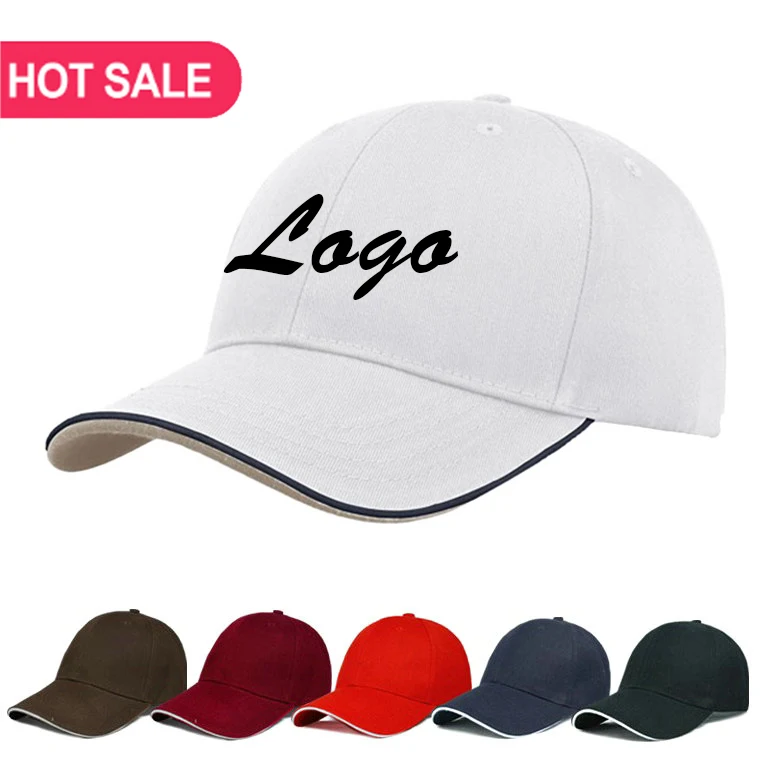 Blank White Baseball Cap Short Brim Logo Baseball Hat Fitted Sandwich Unisex Custom Baseball Cap
