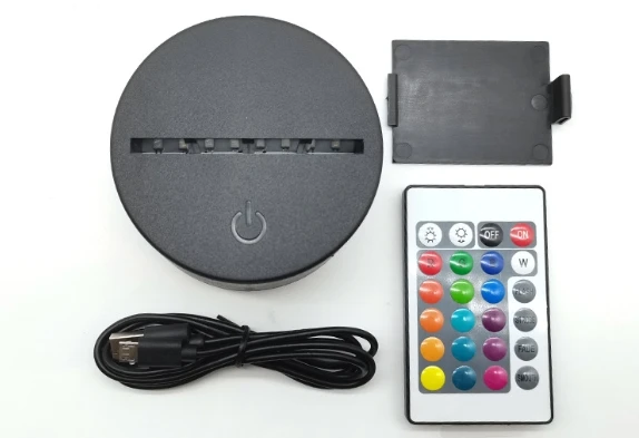 RGB LED Lamp Base for 3D Led Night Light ABS Acrylic Black 3D LED Lamp Night Light Touch plastic wooden Base
