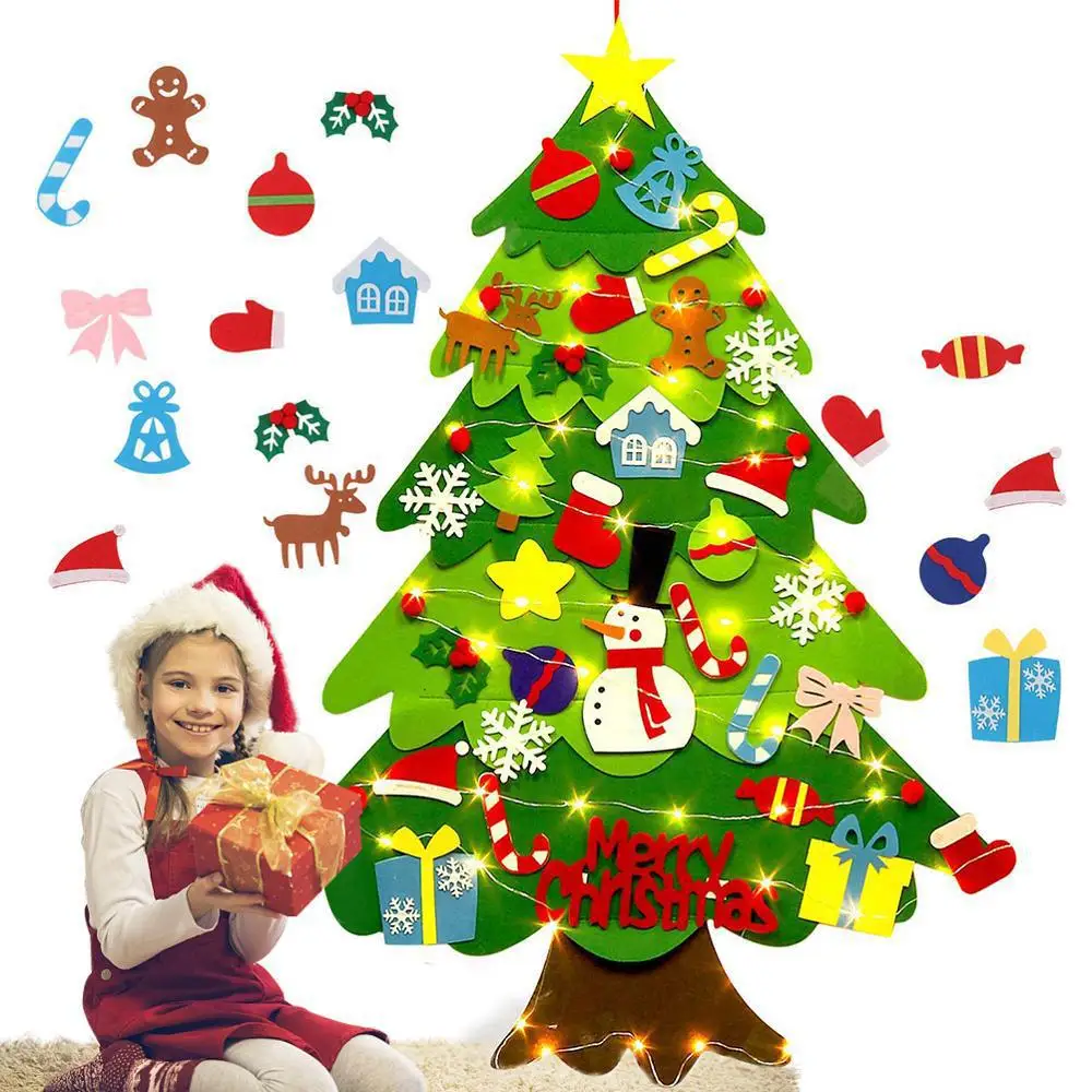 WOWEI 2023 New Felt Christmas Tree Decoration Supplies Puzzle Children DIY Decoration Felt Christmas Tree_17