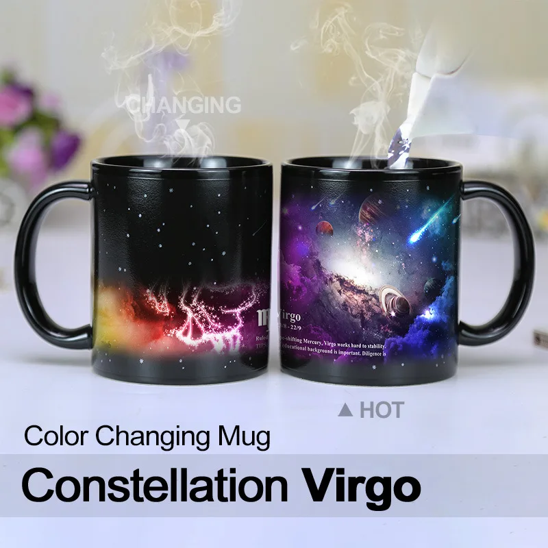 Starry sky purple magic 12 constellations color-changing water cup creative ceramic mug birthday gift advertising customized