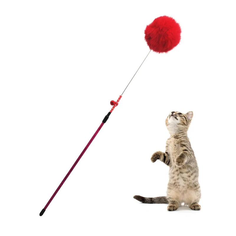 2020 cheap rabbit fur cat charmer wand with small bell