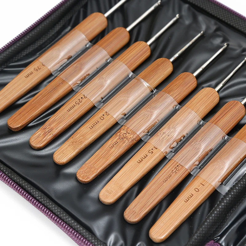 JP 20 Pcs Diy Hand Knitting Needle Bamboo Crochet Needle Knitting Tools Crochet Hook Set In Pu Bag