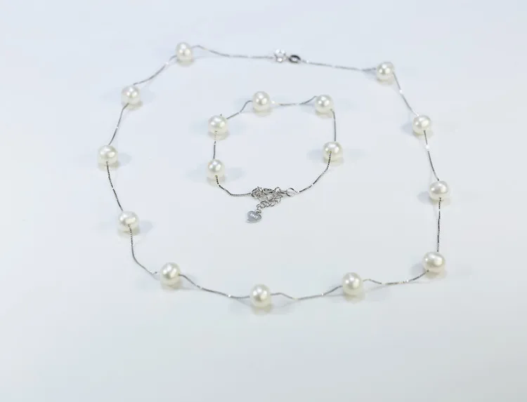 FEIRUN 8mm AA near round 100% Natural Freshwater Pearl Jewelry Sets For Women Elegant 925 Sterling Silver