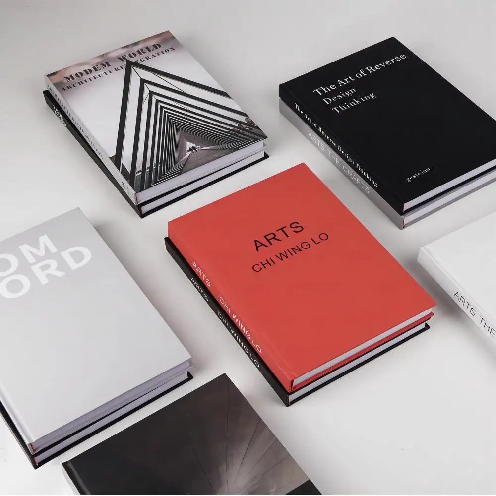 Hard shell large black and white gray matching simulation books can be read model room display decoration fake books