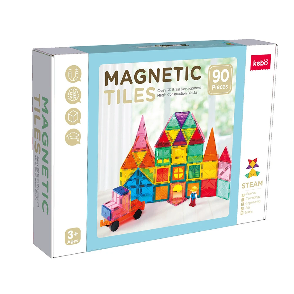 Material Kids Educational Toys Magnetic Tiles Magnetic Blocks Plastic Building Blocks 90 PCS 3D Magnetic Puzzle
