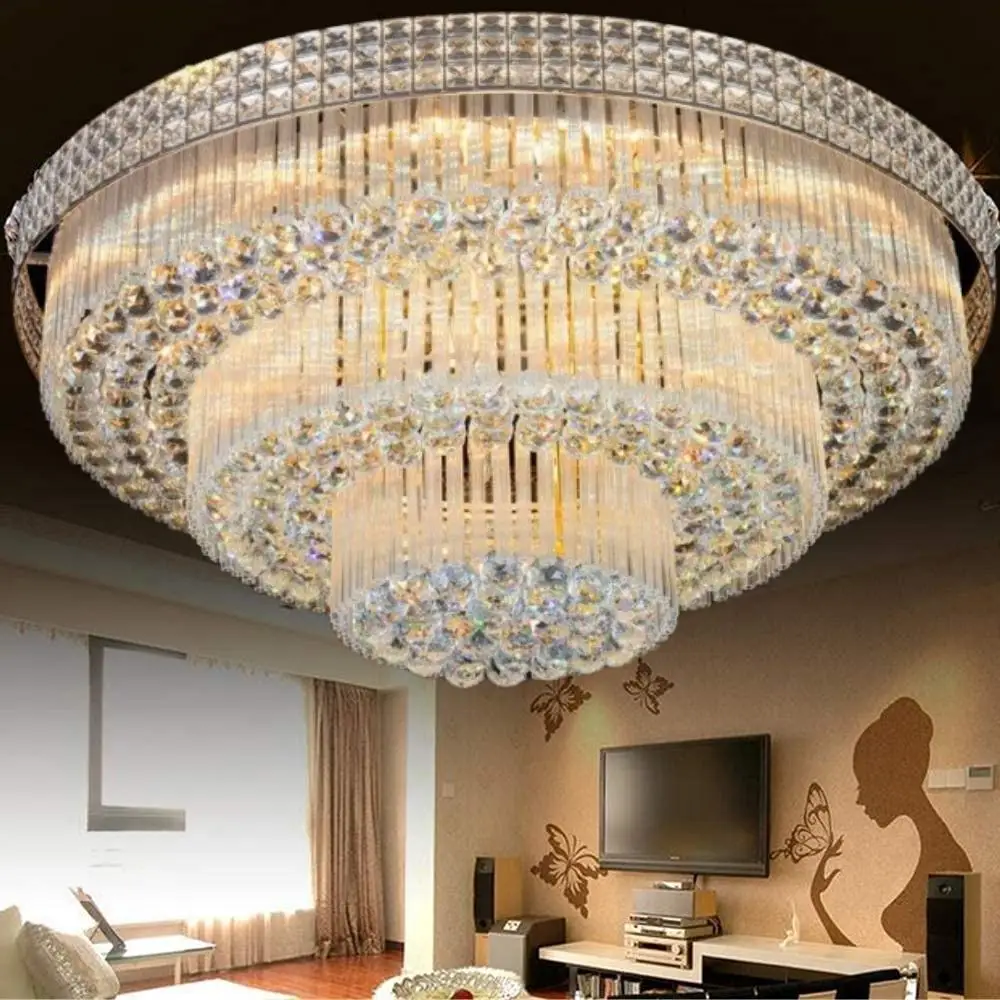 luxury ceiling lighting chandelier lamp living room indoor round large k9 crystal ball ceiling light
