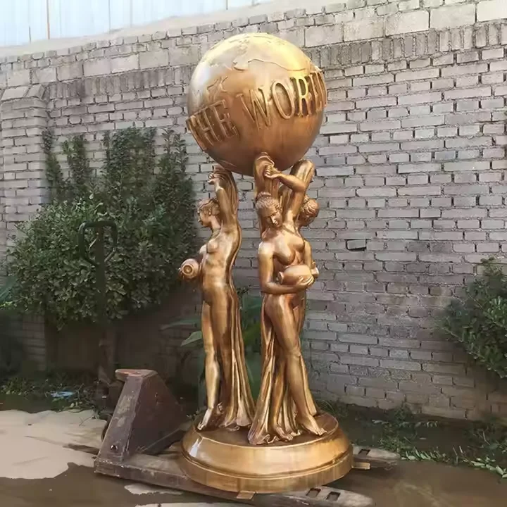 Modern Art Life Size Metal Naked Standing Beautiful Girl Statue Bronze Sexy Woman Sculpture Garden Decoration for sale