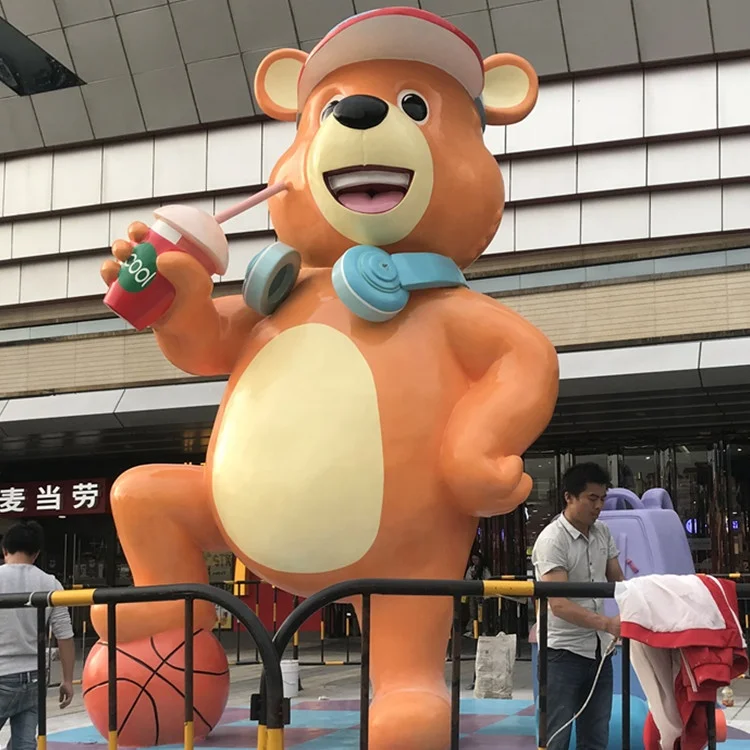 Glass fiber reinforced plastic large cartoon Animal model bear action figure Statue of custom Welcome decoration for sale  Resin