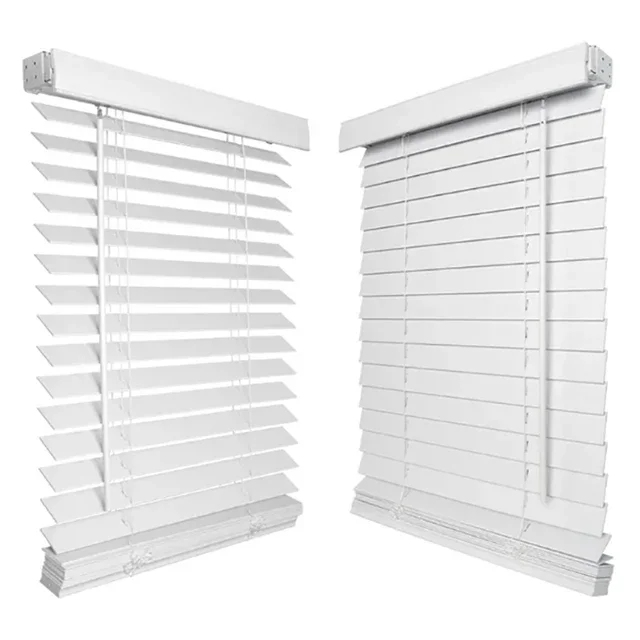 Factory direct sales Waterproof and lightweight window shades venetian blinds cordless for window PVC faux wood blinds