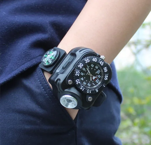 China Factory USB Rechargeable Smart Compass Wristband Strap Led Wrist Watch With Flashlight