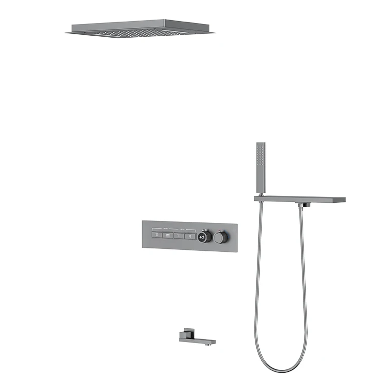BTO 3 features suspended ceiling bathroom sets shower with large waterfall effluent with handheld shower