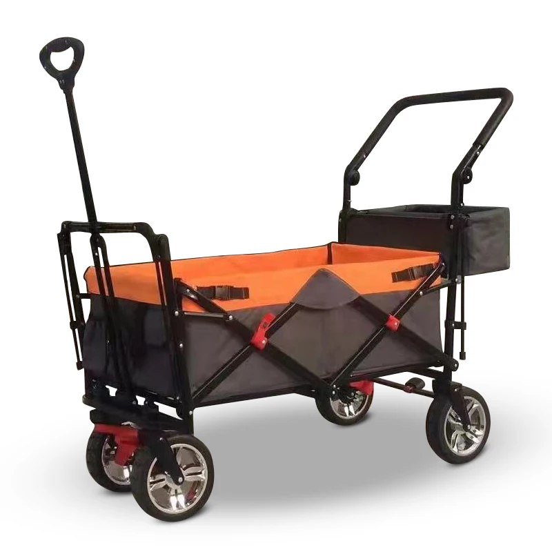 Uni-Silent All Terrain Utility Folding Wagon Collapsible Wagon Stroller Cart Heavy Duty Beach Wagon for Shopping Camping FW100A