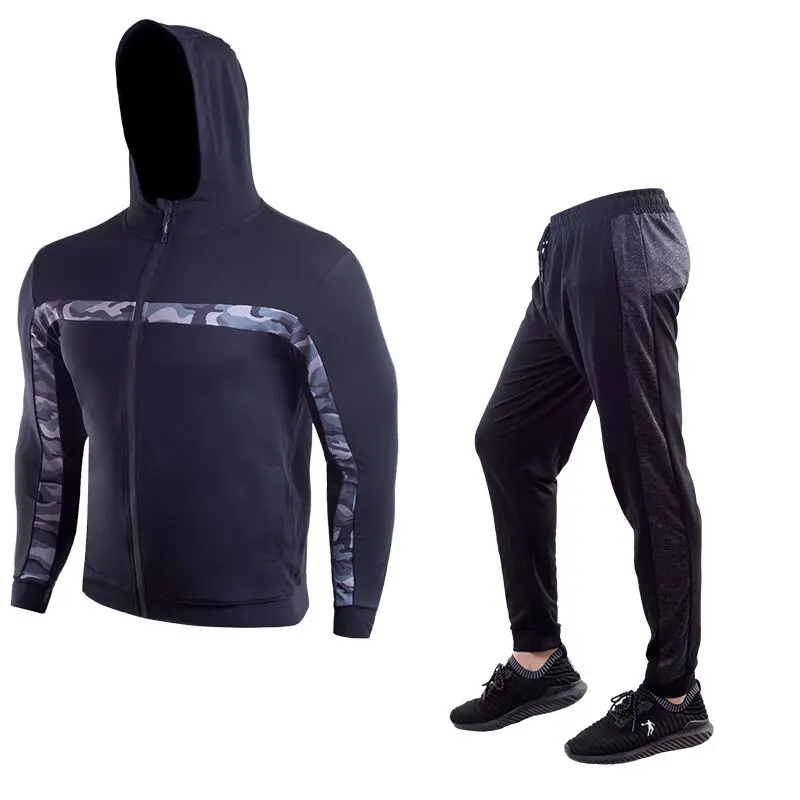 New Tracksuit mens sports suits gym running 2 piece set jacket and pants Fitness jogging suit male Bodybuilding sportswear