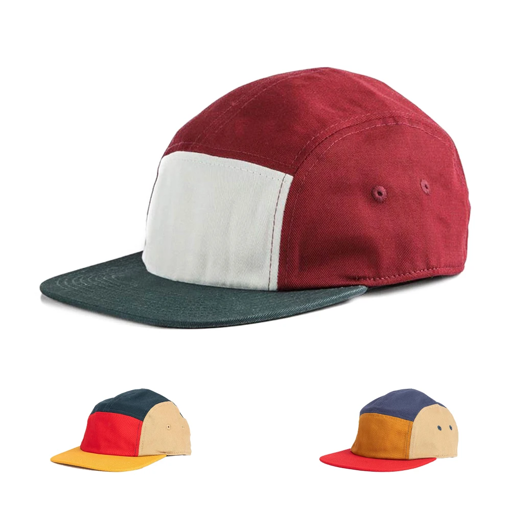 custom cotton blank  5 panel running caps red camp hats