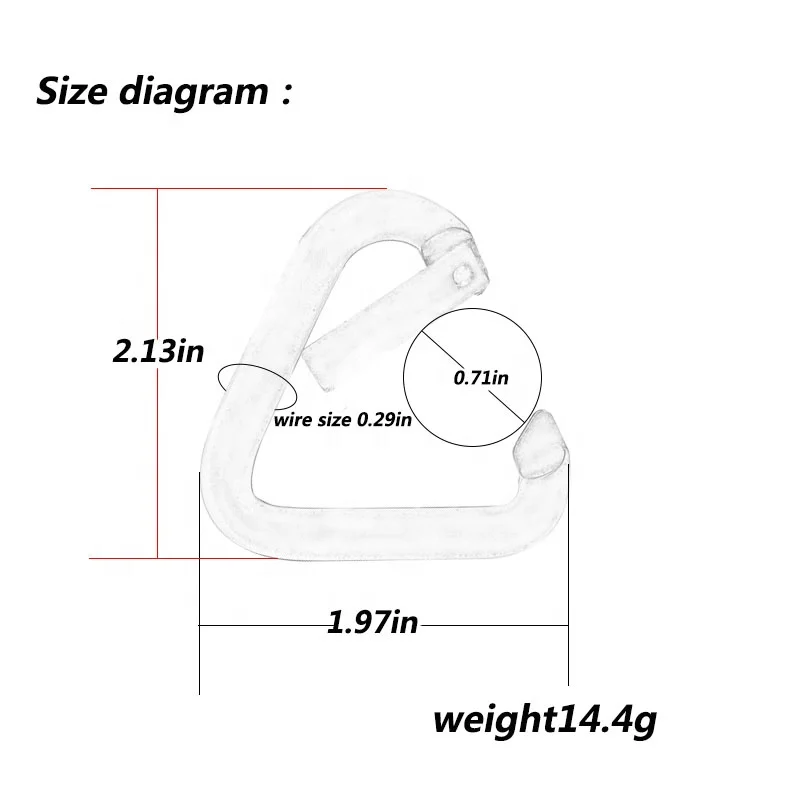 Aluminum alloy black triangle spring carabiner hooks