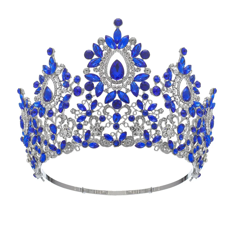 New style big round green rhinestone pageant crown luxury queen crown tiara