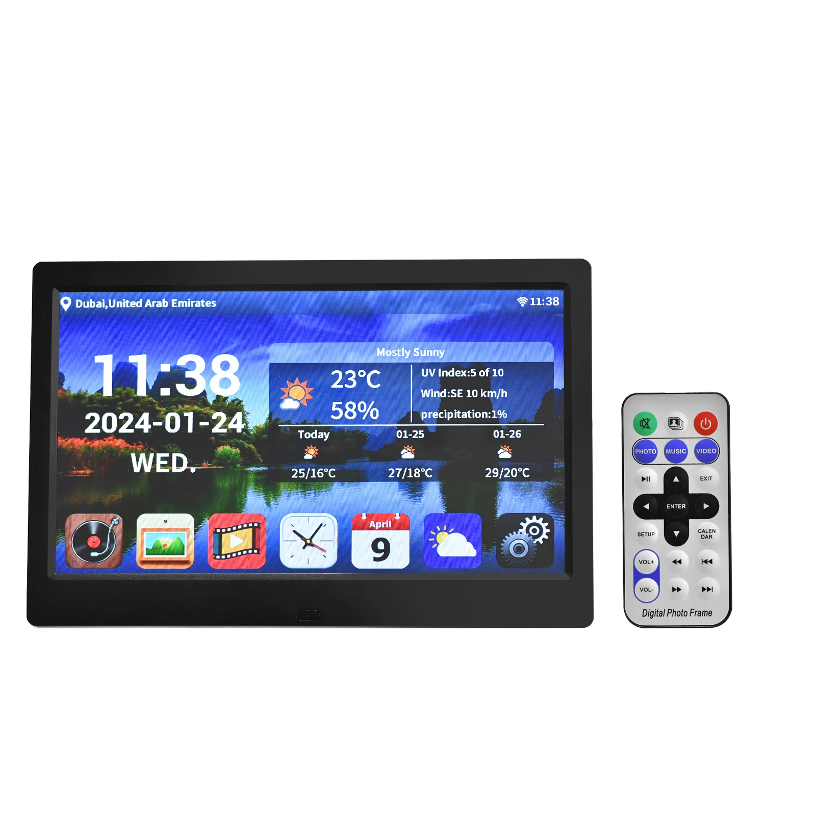 10Inch WIFI Synchronous Update Data 6 Display Modes 3Day Weather Forecast Large Calendar Table Digital Alarm Clock for Elderly