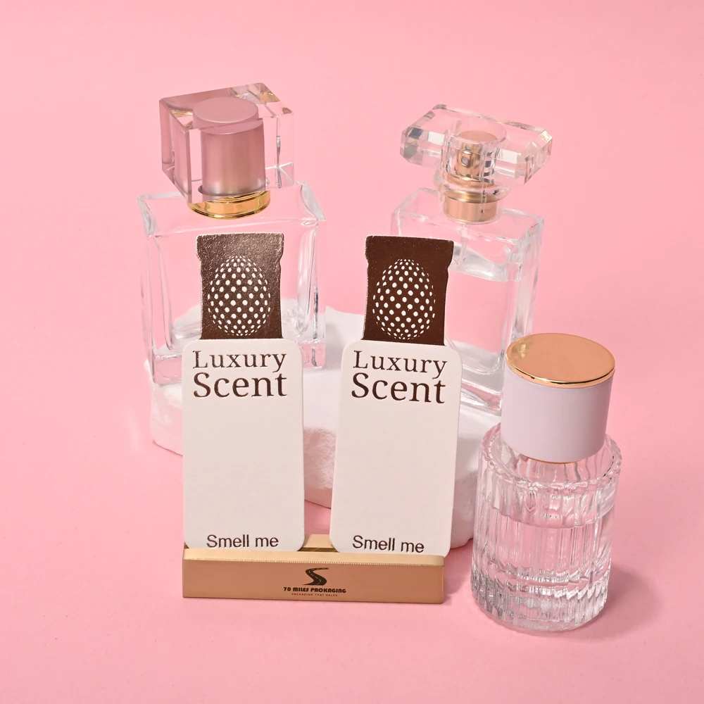 Bottle Shape Pink Foil Perfume Smelling Strips Factory Custom Tester Paper for Perfume Diffuseur De Parfum