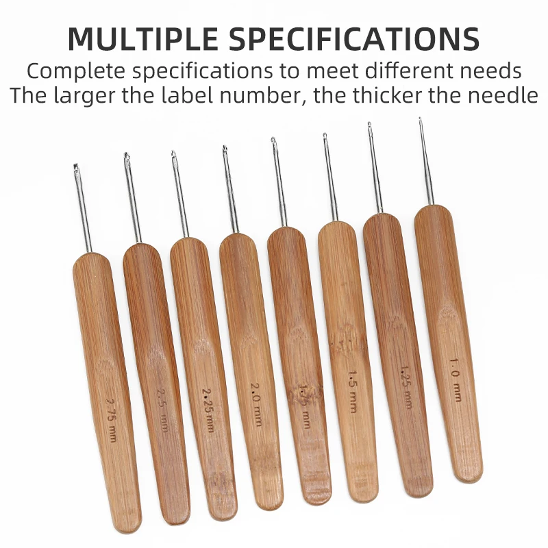 JP 20 Pcs Diy Hand Knitting Needle Bamboo Crochet Needle Knitting Tools Crochet Hook Set In Pu Bag
