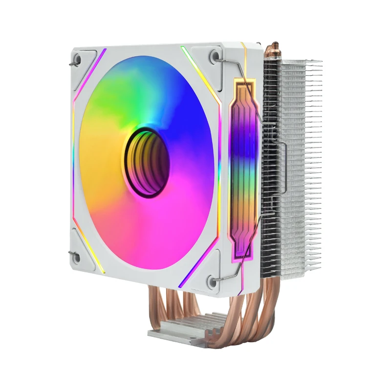 2-Way Mirror Style CPU Argb Fan 120mm 3Pin/4Pin Copper Pipe Heatsink High Performance Heat Pipe Lighted CPU Air Cooler Fan