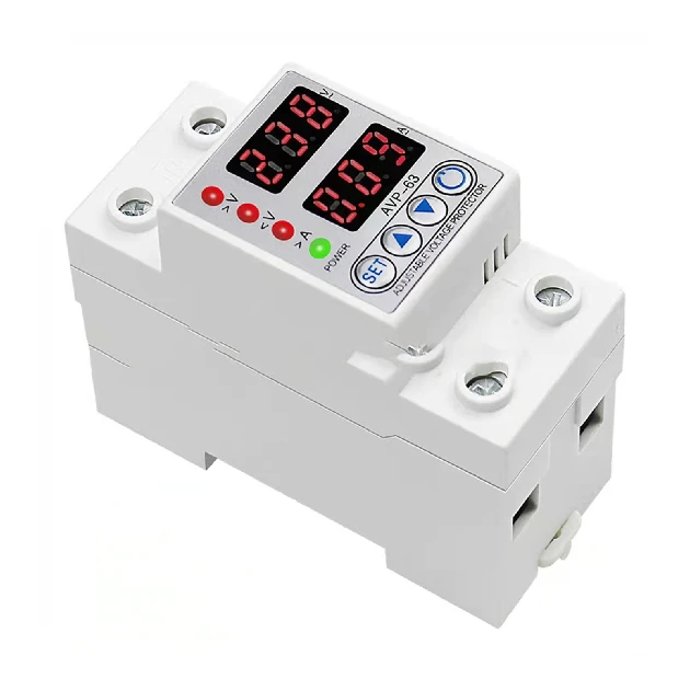 High Quality Free Sample Dual Display Digital Over Under Voltage Protector AC 1A 63A 230V Adjustable Voltage Current Protector (1600715864029)