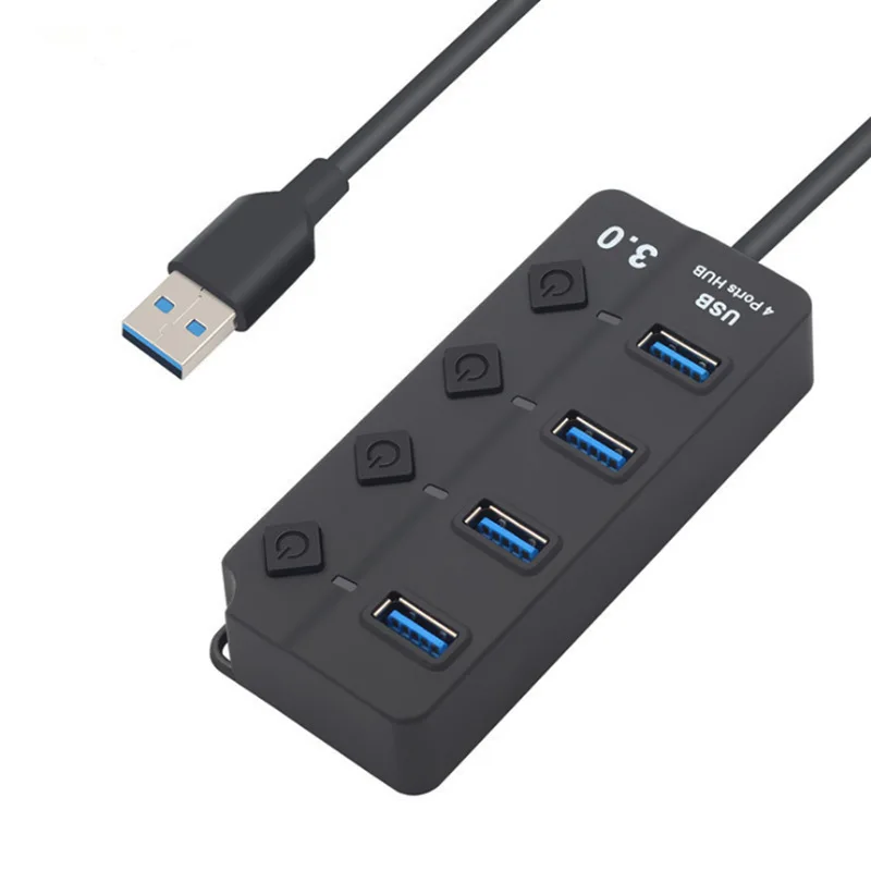 
 USB Hub 3.0 High Speed 4 Port USB 3.0 Hub Splitter On/Off Switch  