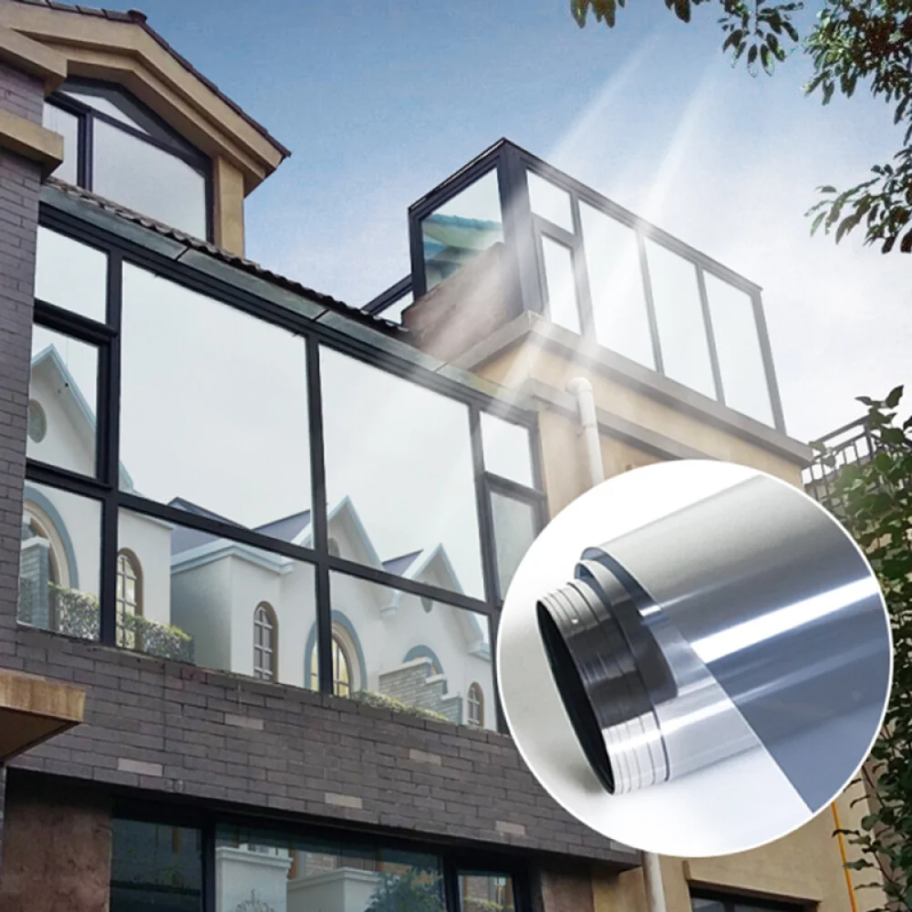Fast Delivery VLT5%/15% 2mil One way mirror double sliver reflective solar control building window film