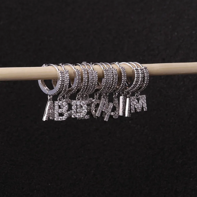  Luxury Classical Jewelry Zircon 26 Alphabet Drop Letter Pendant Earrings For Women Girl