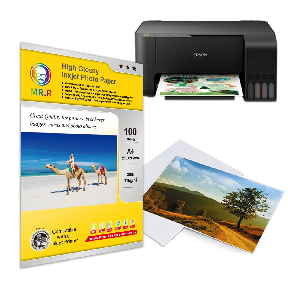 MR.R A4 115gsm Inkjet High Glossy Waterproof Printing Photo Paper 100sheets