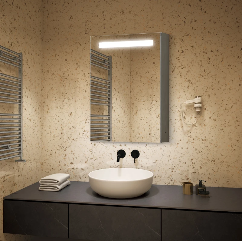 Lighted Medicine Frosted Glass Kitchen Cabinet Mirror Furniture Modern Fashion Mirror Cabinet Bathroom