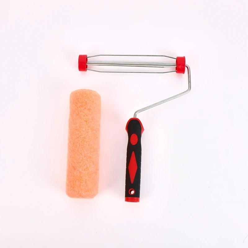 9 Inch Brush For Wall Repair Roller Paint Pink Cover Quickly Removes Red And Black Rubber Handle Roller Brush