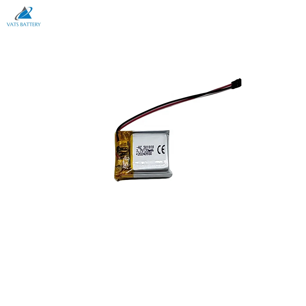 CE 501818 3.7V 120mAh headlamp rechargeable lithium battery pack with cable