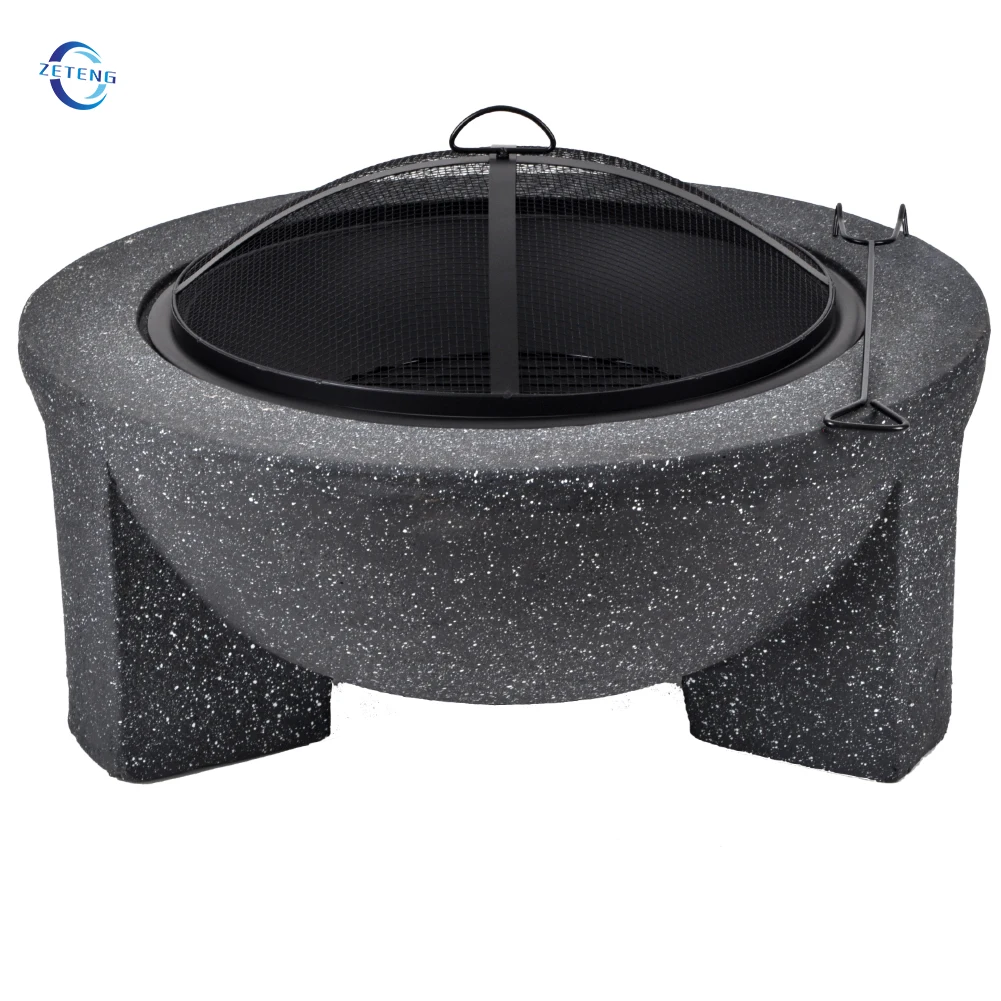 Fire Pits BBQ Grill Garden Round Fire Bowl Wood MGO Stone Outdoor Fire Pit