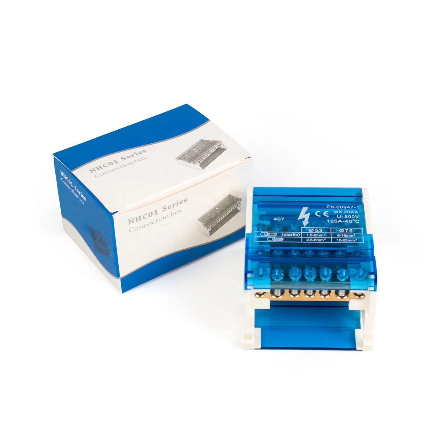 Din Rail Brass Busbar Distribution Terminal Blocks Power Distribution Screw Terminal Blocks