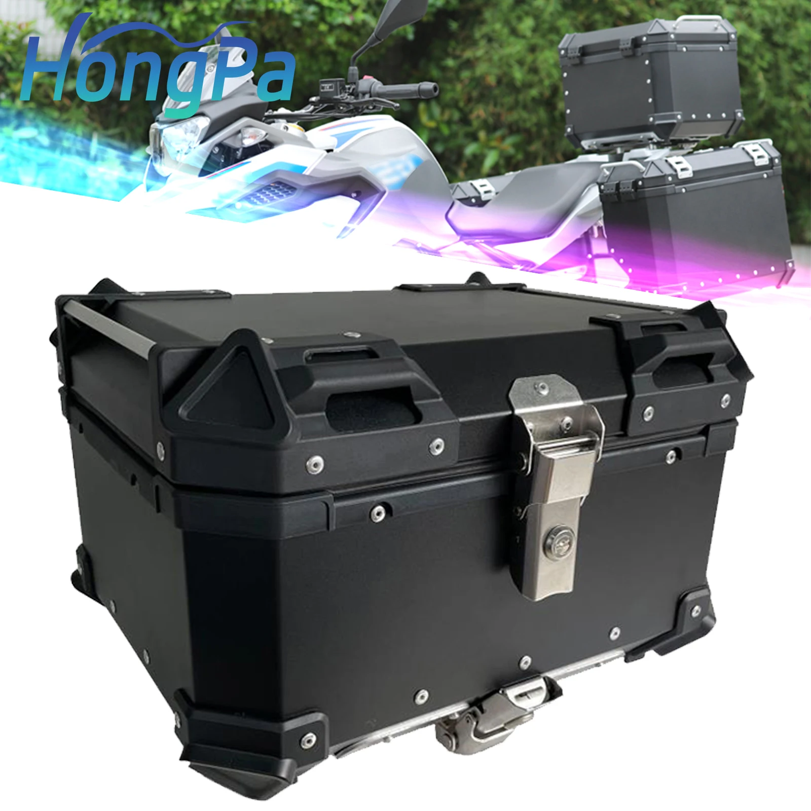 Motorcycle Top Box Aluminum Alloy Tail Box 100L Top Case Trunk For Yamaha Suzuki Honda