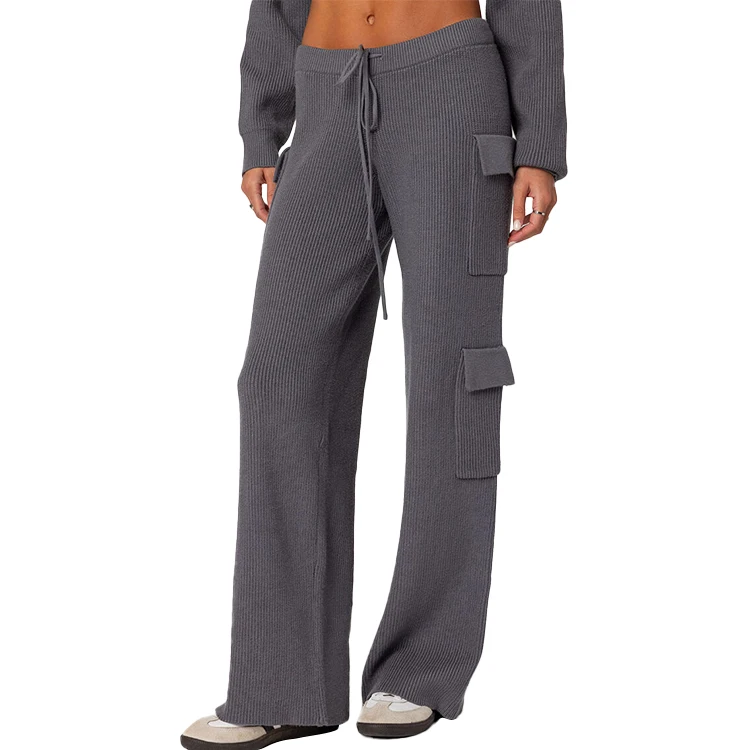 Custom OEM Manufacturer Vintage Pockets High Waist Streetwear baggy Casual ladies Long parachute Cargo Pant for women Trousers