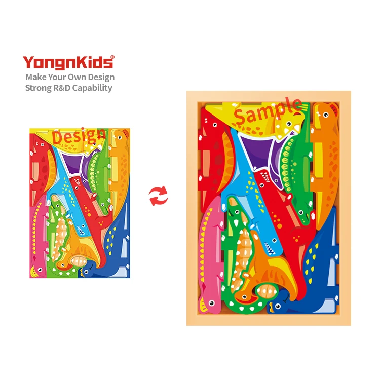 Wholesale Baby Wooden Cartoon 3D Forest Animal Jigsaw Puzzle Board DIY Balancing Blocks Educational Stacking Puzzle Toys