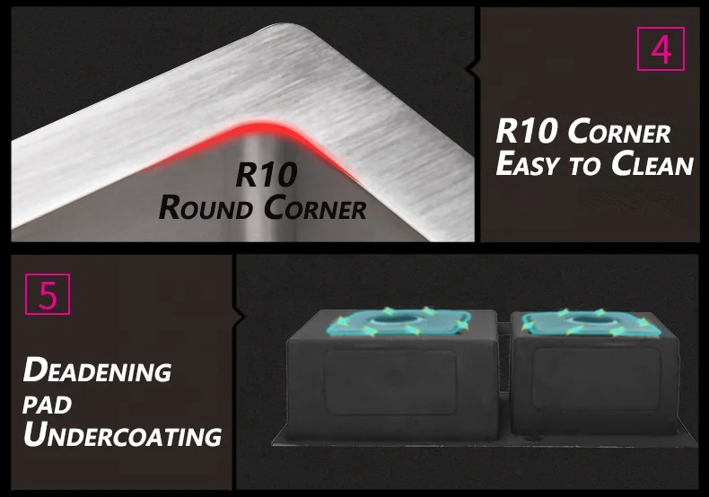 undermount sink kitchen Europe popular square handmade double stainless steel single bowl kitchen sink