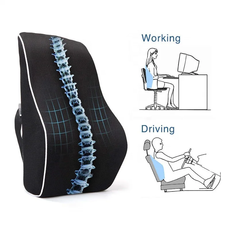 JYM Car Back Support Pillow Chair Cooling Gel Memory Foam Lumbar Pillow Back Support Car Seat For Lower Back Pain Relief