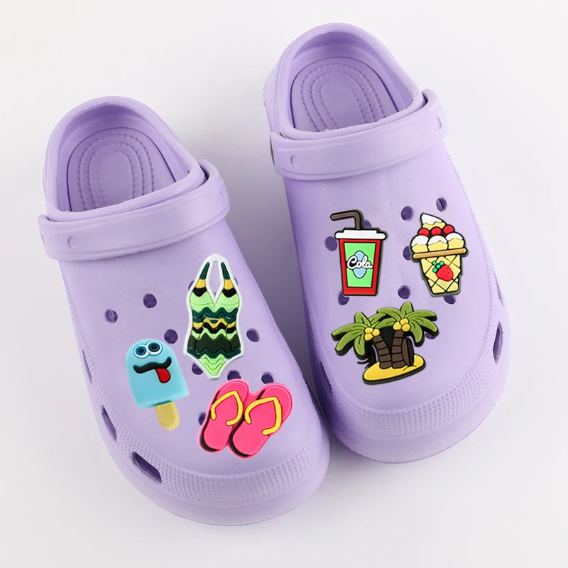 New Style Beach Reserve Cute Cartoon price Pvc Material Clog Decorations Shoe Flower Garden Shoe Charm Accessories