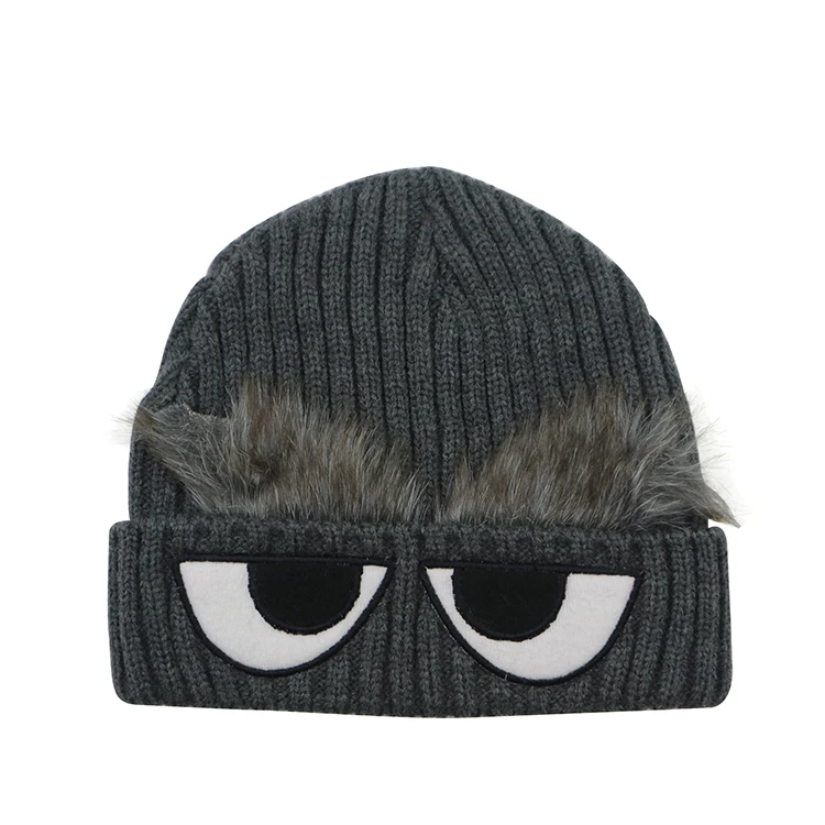 2021 Fashion Cute Cartoon Sailor Monsters Acrylic Knit Stocking Beanie Hat with Hairball Moon Eyes