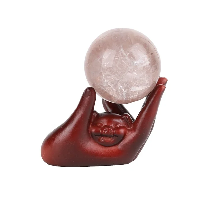 Wholesale high quality crystal ball resin one hand piggy base bottom display base