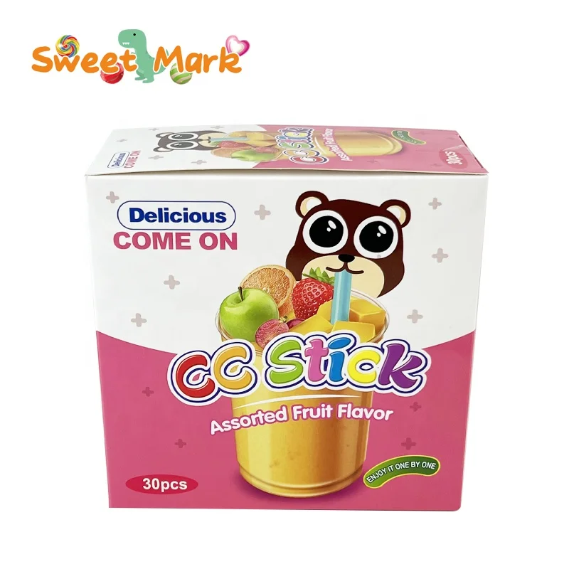 Halal assorted fruit flavor sour sweet cc stick in bag pack