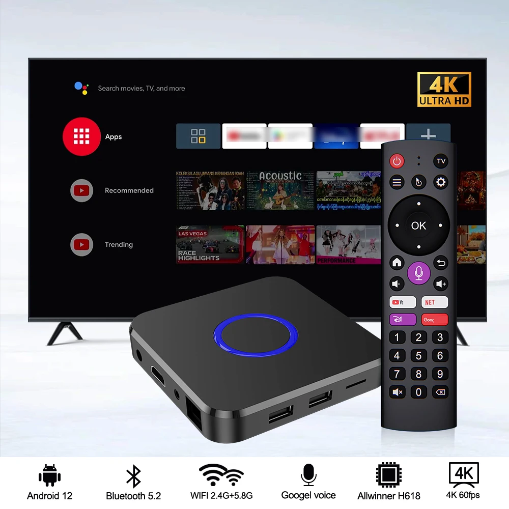 Topleo 4k tv box android onn 8k android tv certificado 2024 h618 smart android 12 tv box