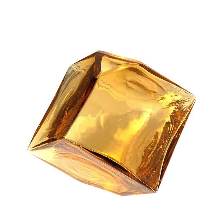 Stained Amber Color Glass Square Hydroponic Glass Vase Home Decoration Flower Arrangement Crafts Geometric Decorative Vase
